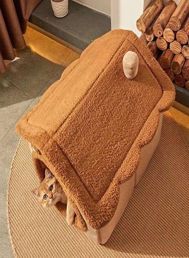 Sothuba Cat Beds for Indoor Cats, Cute Bear Shape Cat Bed Cave, Pet House Cats Tent with Removable Cushion Pillow for Kittens Puppy Small Dogs (Brown, M-18 * 14.6 * 15.7in) - Image 5